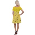 Bee Honeycombs Yellow Honey Insect Cap Sleeve Velour Dress  View2