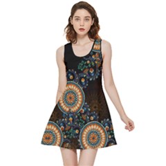 Black & Turquoise Hipster Graphic Aztec Inside Out Reversible Sleeveless Dress by CoolDesigns