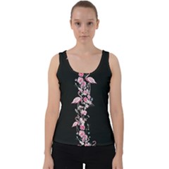Flamingo Black Floral Velvet Tank Top by CoolDesigns