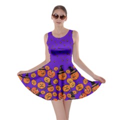 Spiders Blue Violet Classic Pumpkin Print Skater Dress