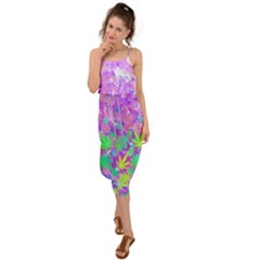 Marijuana Leaf Violet Space Galaxy Waist Tie Cover Up Chiffon Dress by CoolDesigns