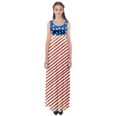 Usa American Flag Red & White Empire Waist Maxi Dress by CoolDesigns