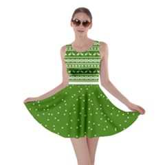 Classic Pattern Green Deer Party Skater Dress