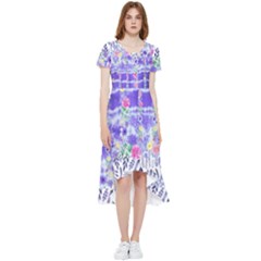 Tie Dye Medium Purple Flowers Asymmetrical High Low Boho Dress   by CoolDesigns