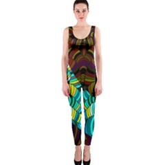 Ethnic Style Dark Green Triangle One Piece Catsuit by CoolDesigns