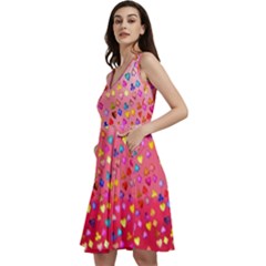Poker Shapes Pixelated Pink Gradient Sleeveless V-neck Skater Dress by CoolDesigns
