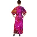 Constellation Deep Pink Space Astronomy Galaxy V-Neck Boho Style Maxi Dress View2