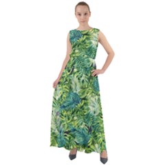 Hawaii Monstera Leaf Green Tropical Green Chiffon Mesh Maxi Dress by CoolDesigns