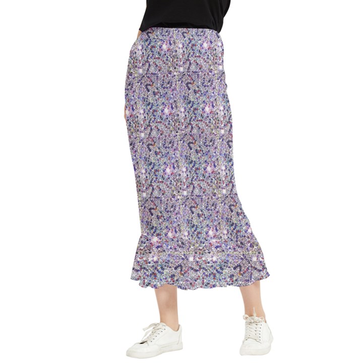 Glamorous Light Violet Shinny Maxi Fishtail Chiffon Skirt