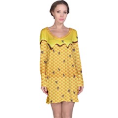 Bee Honeycombs Yellow Honey Insect Long Sleeve Nightdress by CoolDesigns