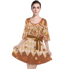 Sianna Autumn Leaves Pretzel Pattern Velour Kimono Dress by CoolDesigns