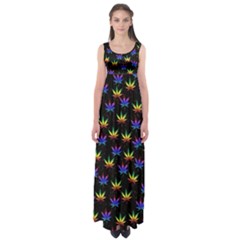 Colorful Cannabis Black Marijuana Leaves Empire Waist Maxi Dress by CoolDesigns