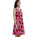 Hot Pink & Red Hearts Pixelated Print Sleeveless V-neck skater dress View3