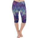 Space Purple Stars Marijuana Leaf Pattern Lightweight Velour Cropped Yoga Leggings View1
