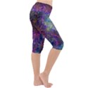 Space Purple Stars Marijuana Leaf Pattern Lightweight Velour Cropped Yoga Leggings View3