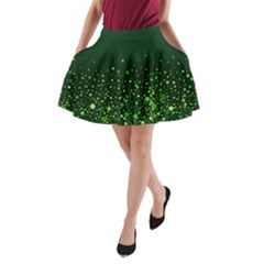 Leave Green Clover Shamrock Handraw A-line Pocket Skirt by CoolDesigns