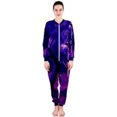 Forest Night Sky Clouds Mystical Onepiece Jumpsuit (ladies) by Bedest