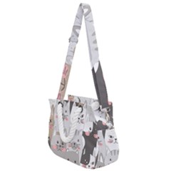 Cute Cats Seamless Pattern Rope Handles Shoulder Strap Bag by Bedest