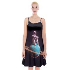 Stuck On Saturn Astronaut Planet Space Spaghetti Strap Velvet Dress