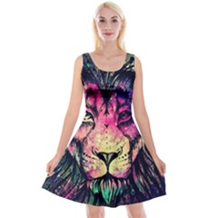Psychedelic Lion Reversible Velvet Sleeveless Dress by Cendanart