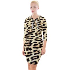 Leopard Print Quarter Sleeve Hood Bodycon Dress