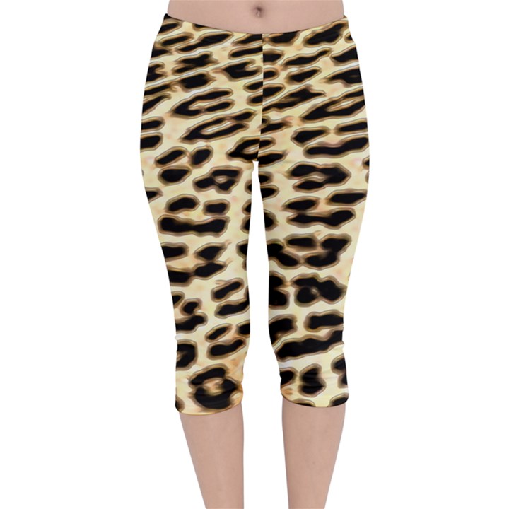 Leopard Print Velvet Capri Leggings 