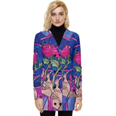 Enchanted Rose Stained Glass Button Up Hooded Coat 