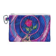 Enchanted Rose Stained Glass Canvas Cosmetic Bag (large) by Cendanart