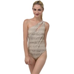 Vintage Beige Music Notes To One Side Swimsuit