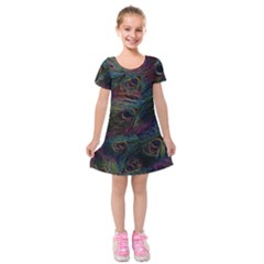 Star Galaxy Chrismas Xmas Ugly Kids  Short Sleeve Velvet Dress by Cendanart