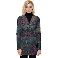 Peacock Feather Paradise Button Up Hooded Coat 