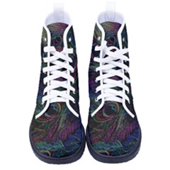 Peacock Feather Paradise Women s High-top Canvas Sneakers by Cendanart