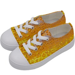 Liquid Bubble Drink Beer With Foam Texture Kids  Low Top Canvas Sneakers by Cemarart