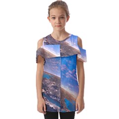 Earth Blue Galaxy Sky Space Fold Over Open Sleeve Top by Cemarart