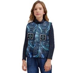 Circuit Board Motherboard Kid s Button Up Puffer Vest	 by Cemarart