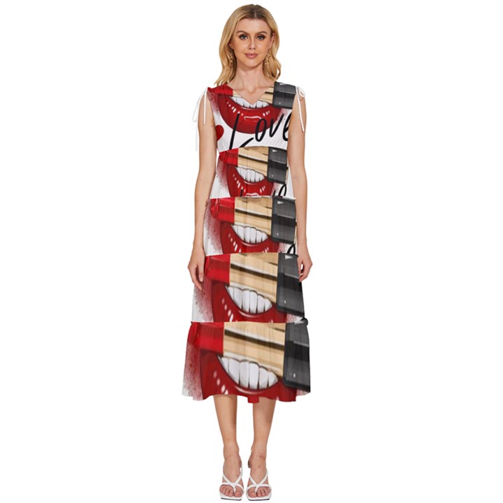 Adobe Express 20220717 1721280 9235749027681339 Fashion-printed-clothing-accessories (1) V-Neck Drawstring Shoulder Sleeveless Maxi Dress