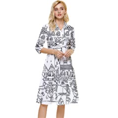 Colouring Page Winter City Skating Classy Knee Length Dress