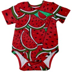 Summer Watermelon Fruit Baby Short Sleeve Bodysuit by Cemarart