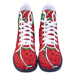 Summer Watermelon Fruit Women s High-top Canvas Sneakers by Cemarart