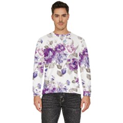 Flower-floral-design-paper-pattern-purple-watercolor-flowers-vector-material-90d2d381fc90ea7e9bf8355 Men s Fleece Sweatshirt by saad11