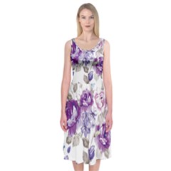 Flower-floral-design-paper-pattern-purple-watercolor-flowers-vector-material-90d2d381fc90ea7e9bf8355 Midi Sleeveless Dress by saad11