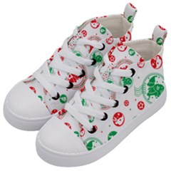 Christmas-texture-mapping-pattern-christmas-pattern-1bb24435f024a2a0b338c323e4cb4c29 Kids  Mid-top Canvas Sneakers