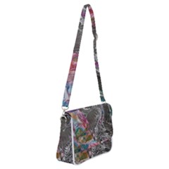 Wing On Abstract Delta Shoulder Bag With Back Zipper by kaleidomarblingart