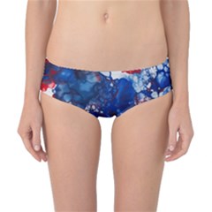 Red White And Blue Alcohol Ink American Patriotic  Flag Colors Alcohol Ink Classic Bikini Bottoms by PodArtist