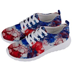Red White And Blue Alcohol Ink American Patriotic  Flag Colors Alcohol Ink Men s Lightweight Sports Shoes by PodArtist