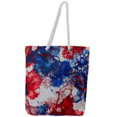 Red White And Blue Alcohol Ink American Patriotic  Flag Colors Alcohol Ink Full Print Rope Handle Tote (large) by PodArtist