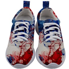 Red White And Blue Alcohol Ink American Patriotic  Flag Colors Alcohol Ink Kids Athletic Shoes by PodArtist