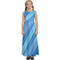 Ambience In Blue Kids  Satin Sleeveless Maxi Dress