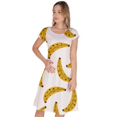 Banana Fruit Yellow Summer Classic Short Sleeve Dress by Mariart