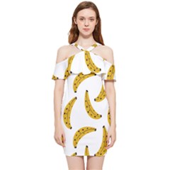 Banana Fruit Yellow Summer Shoulder Frill Bodycon Summer Dress